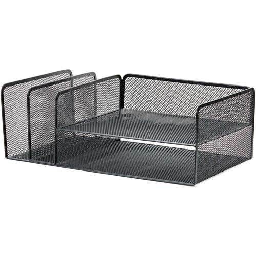 File Organizer, 4-Tier, Vertical/Horizontal, Steel Mesh, Black