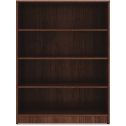 Bookcase, 4-Shelf, 3 Adj Shelves, 36" x 12" x 48", Walnut