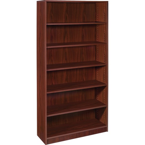 Bookcase, 6-Shelf, 5 Adjustable Shelves, 36"x12"x72", Mahogany