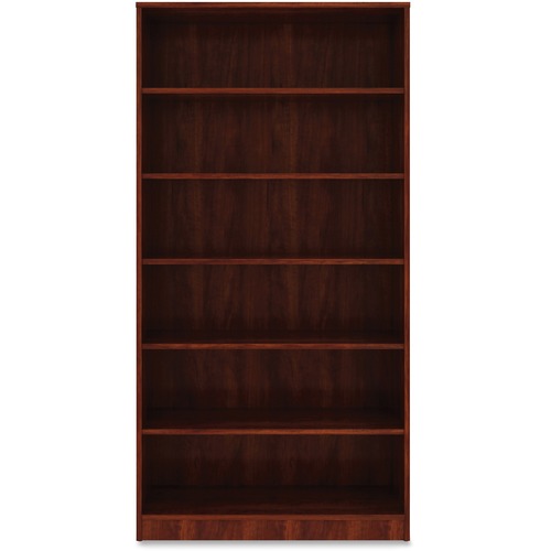 Bookcase, 6-Shelf, 5 Adjustable Shelves, 36"x12"x72", Cherry