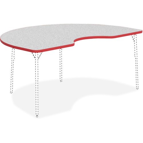 Tabletop, Kidney, Gray/Red