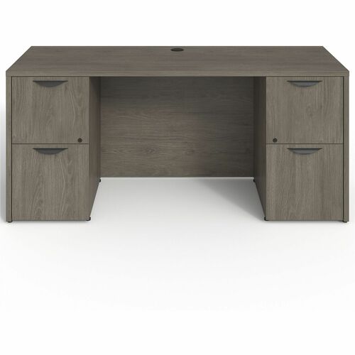 Double-Pedestal Credenza, File/File, 66"x24"x29", Gray Elm