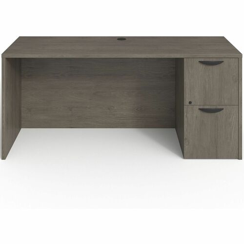 Right-Pedestal Credenza, File/File, 66" x 24" x 29", Gray Elm