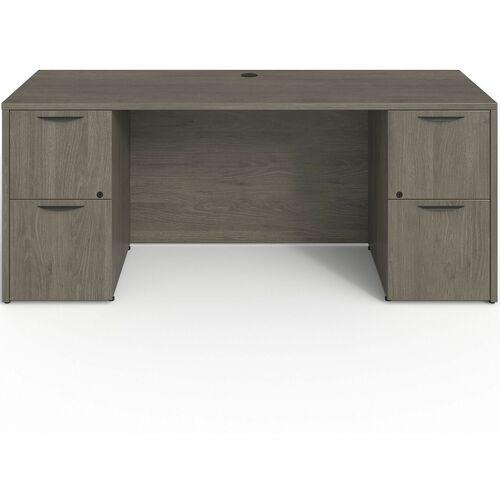 Double-Pedestal Credenza, File/File, 72" x 24" x 29", Gray Elm