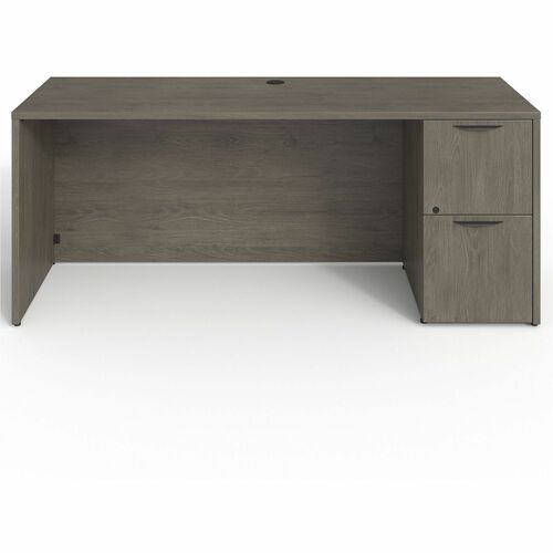 Right-Pedestal Credenza, File/File, 72" x 24" x 29", Gray Elm