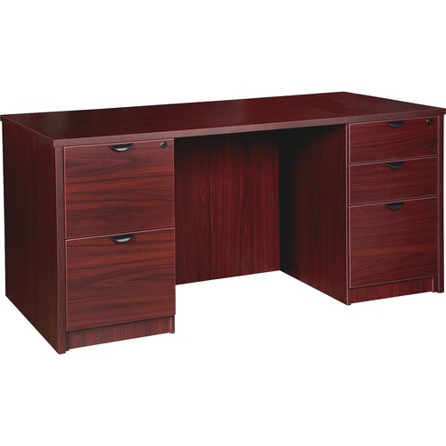 Double-Pedestal Desk, F/F, B/B/F, 60" x 30" x 29", Mahogany