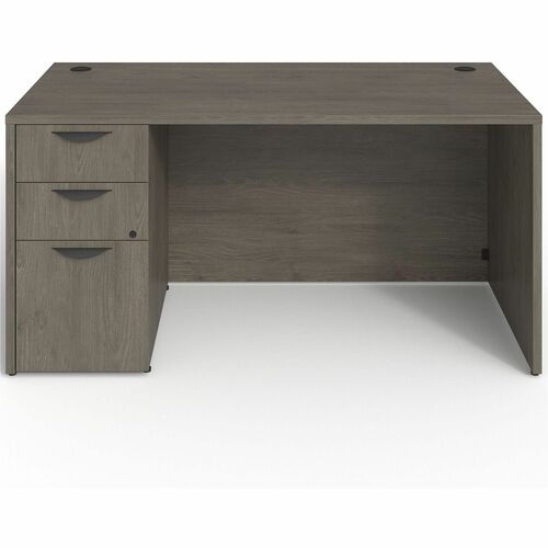 Left-Pedestal Desk, B/B/F, 60"Wx30"Dx29"H, Gray Elm