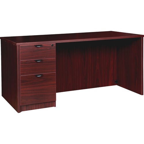 Left-Pedestal Desk, B/B/F, 60"Wx30"Dx29"H, Mahogany