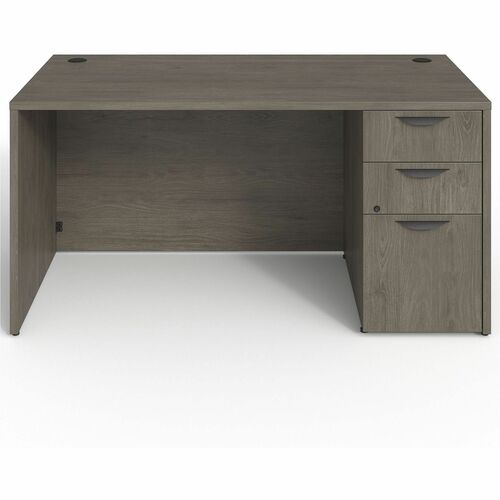 Right-Pedestal Desk, B/B/F, 60"Wx30"Dx29"H, Gray Elm