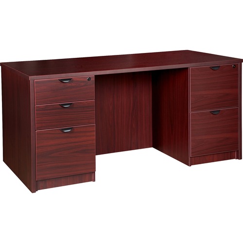 Double-Pedestal Desk, F/F, B/B/F, 66" x 30" x 29", Mahogany