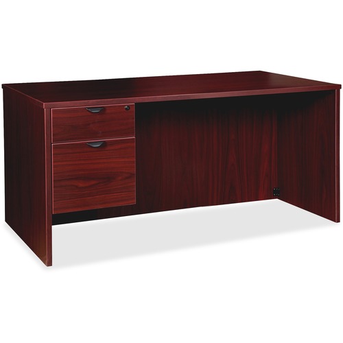 Left-Pedestal Desk, B/F, 66" x 30" x 29", Mahogany