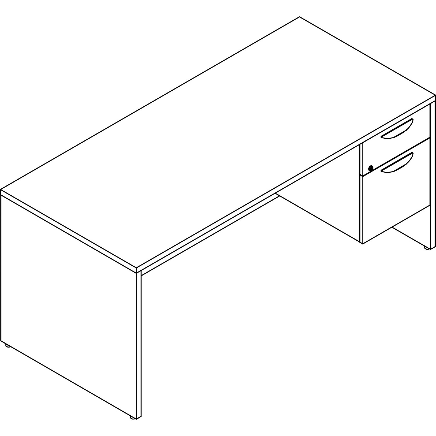 Right-Pedestal Desk, B/F, 66"x30"x29", Gray Elm