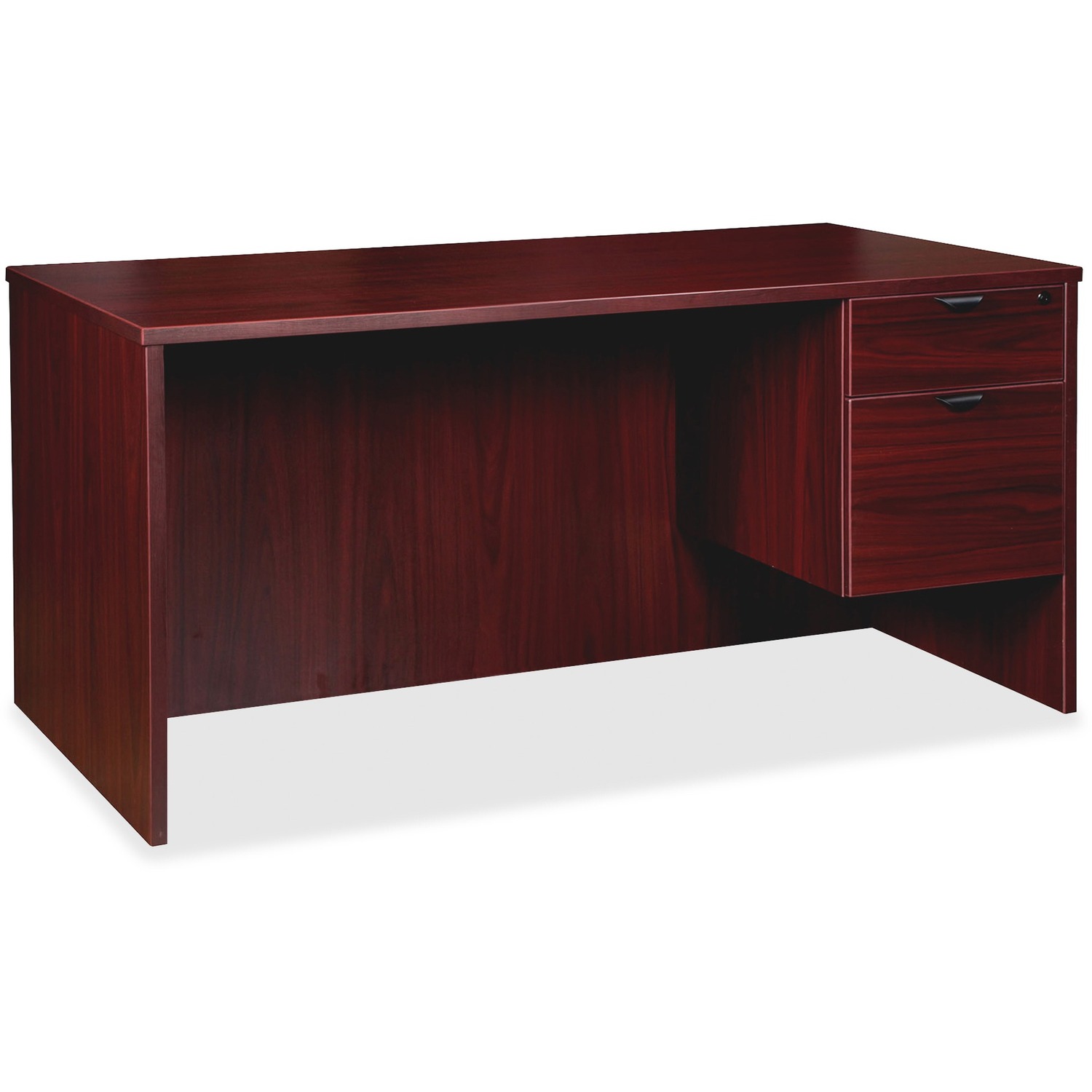 Right-Pedestal Desk, B/F, 66" x 30" x 29", Mahogany