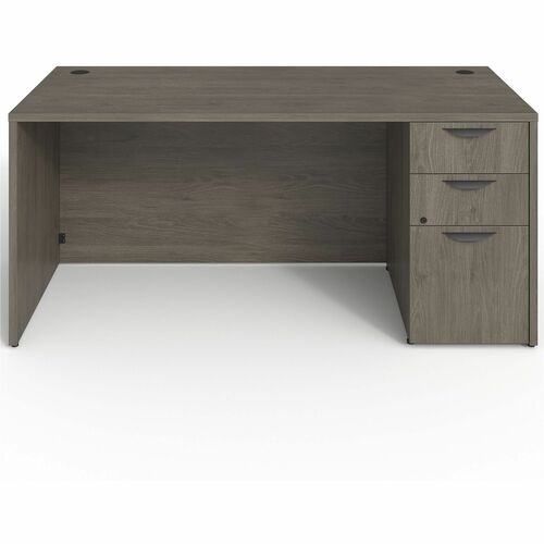 Right-Pedestal Desk, B/B/F, 66"Wx30"Dx29"H, Gray Elm