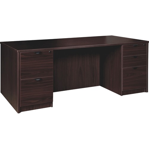 Double-Pedestal Desk, F/F, B/B/F, 72" x 36" x 29", Espresso