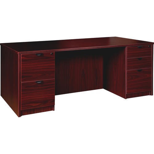 Double-Pedestal Desk, F/F, B/B/F, 72" x 36" x 29", Mahogany