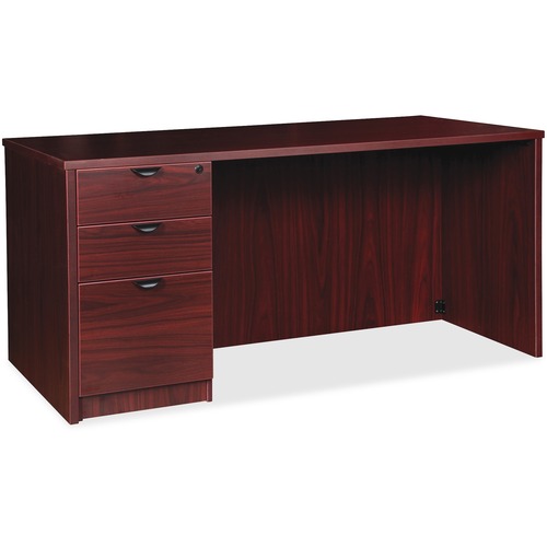 Left-Pedestal Desk, B/B/F, 72"Wx36"Dx29"H, Mahogany