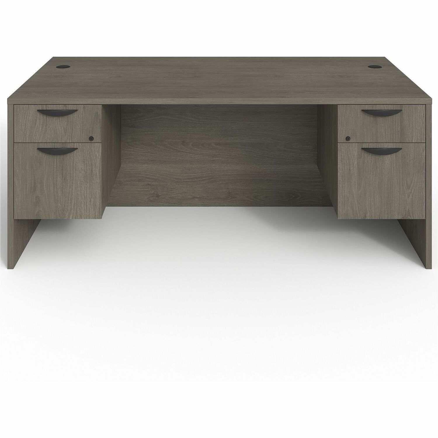 Double-Pedestal Desk, B/F, 72" x 36" x 29", Gray Elm