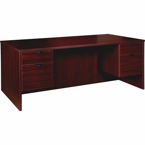 Double-Pedestal Desk, B/F, 72" x 36" x 29", Mahogany
