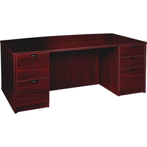 Double-Pedestal Bowfront Desk, F/F, B/B/F, 72" x 42" x 29", My