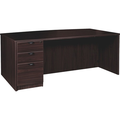 Left-Pedestal Bowfront Desk, B/B/F, 72" x 42" x 29", Espresso