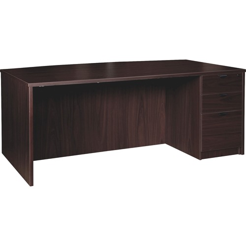 Right-Pedestal Bowfront Desk, B/B/F, 72" x 42" x 29", Espresso