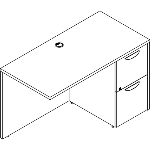 Right Return, Female/Female, 48" W x 24" D x 29" H, Gray Elm