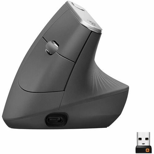 Mouse, Ergonomic, 4"Wx5"Dx4"H, Black/Silver