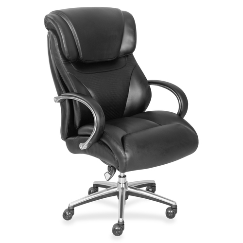 Faux Leather Mid-Back Chair, 32-3/4"x27-3/4"x45-1/4", Black