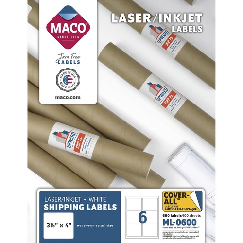 Label, LSR, 3-1/3 x 4, White 600/BX