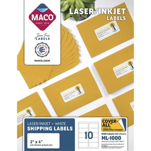 Label, Laser, 2 X 4, White 1000/BX