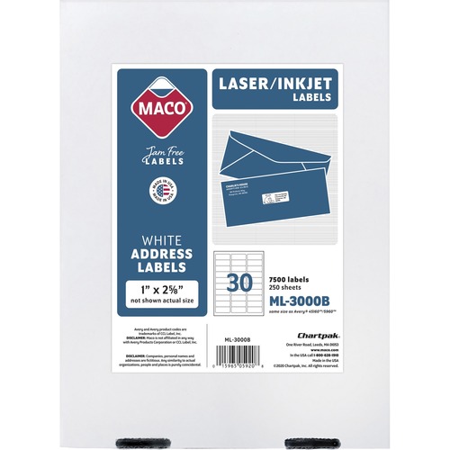 Label, LSR, 1X2-5/8, White 7500/BX