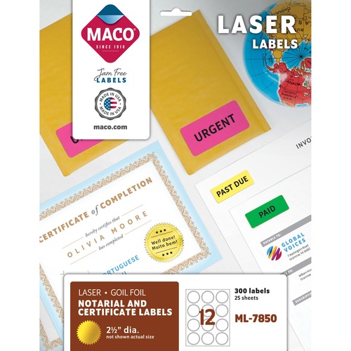 Seal, Foil, Laser, 2.5" Dia, 300 300/PK