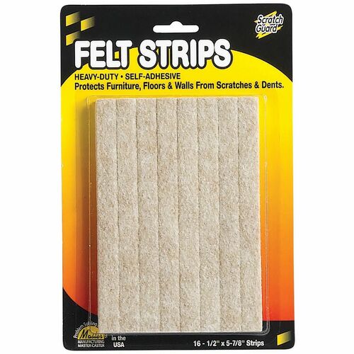 Felt Pads, Strips, 1/2" x 5-7/8", Beige 16/PK
