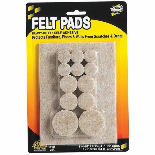 Felt Pads, Round, Assorted Sizes Combo, Beige 25/PK