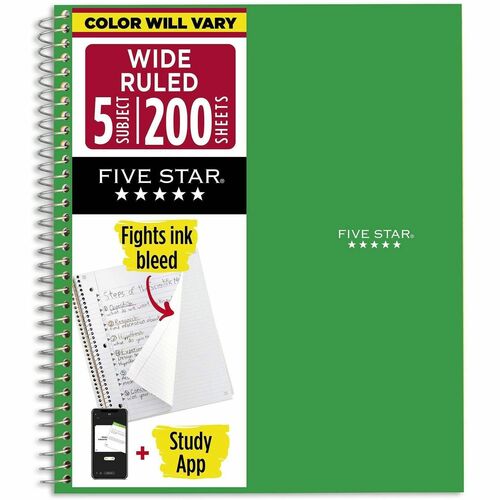 5-Sub Notebook, 8" x 10-1/2", Wide-Ruled, Ast