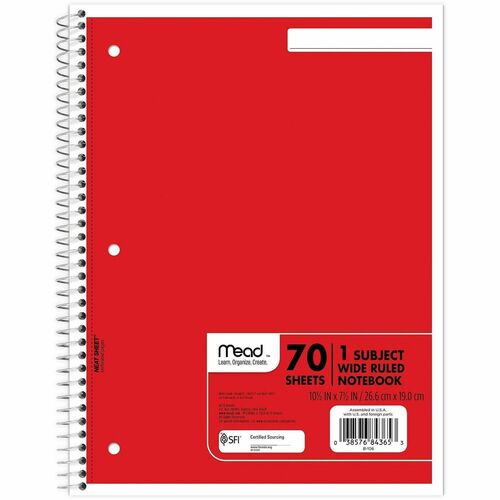 Notebook, Wire, Wide, 1 Sub, 70