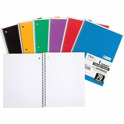 Notebook, Wire, Clg, 1 Sub, 70 Sh 12/BD