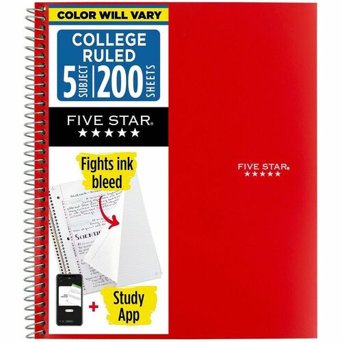 Notebook, Wirebound, 5 Subject, 200 Sheets