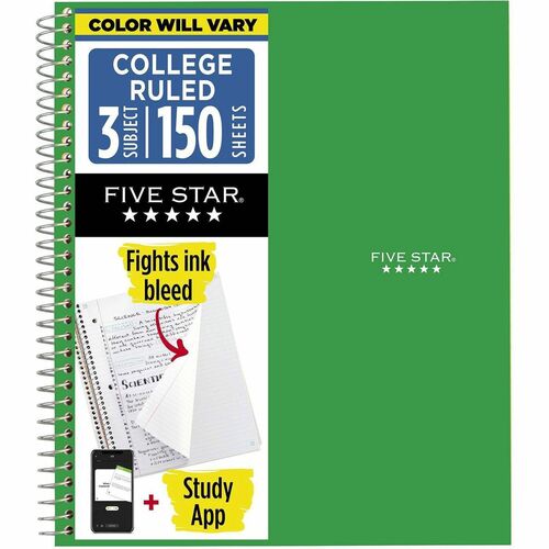 Notebook, Wirebound, 3 Subject, 150 Sheet