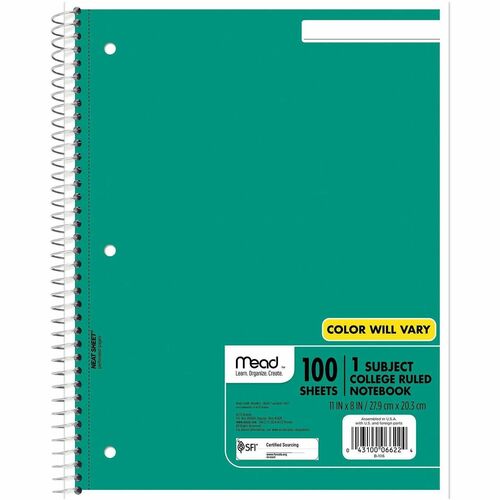 Notebook, Wire, College, 1 Sub, 100