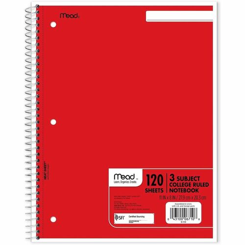 Notebook, Wire, College, 3 Sub, 120