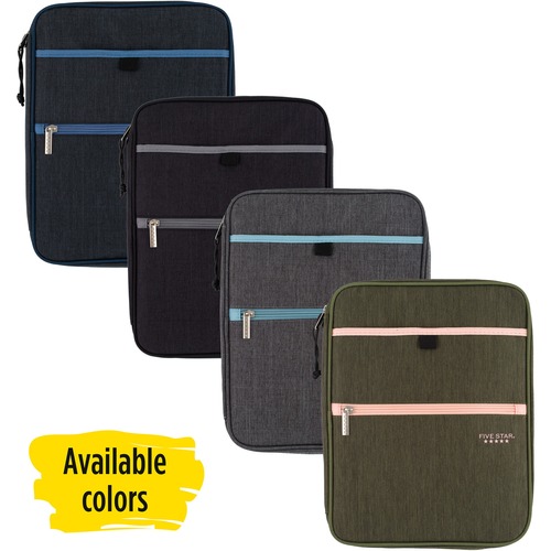 Binder, with Zipper/Pockets, 225 Sheet Capacity, 12-3/4"x9-3/4", Multi