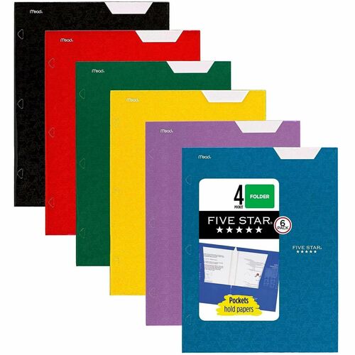 Folder, 4-Pocket, 9-1/2"Wx12-1/2"H, Assorted 6/PK