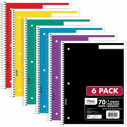 Notebook, 1 Subject, Wirebound, Assorted