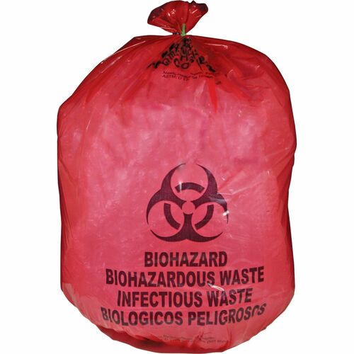 Biohazard Waste Bag, 20-25 Gallon, 31" x 41", Red 50/BX