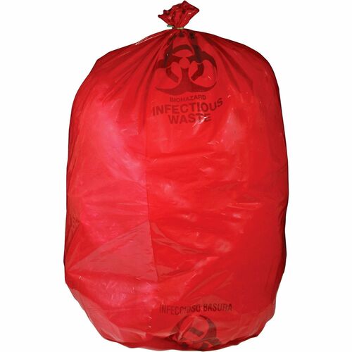 Biohazard Waste Bag, 30-33 Gallon, 31" x 43", Red 50/BX