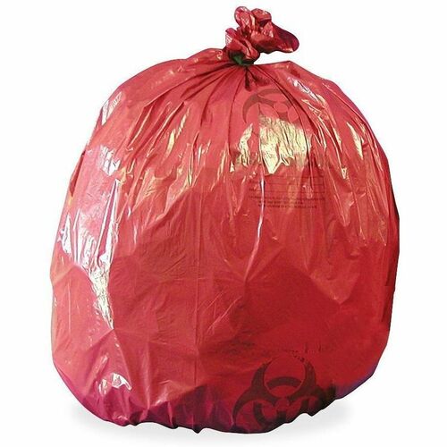 Biohazard Can Liners, 10 Gallon, 1.2 Mil, 24" x 24", Red 50/BX
