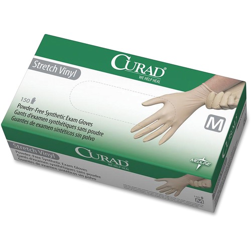 Stretch Vinyl Exam Gloves, Medium, Cream 150/BX
