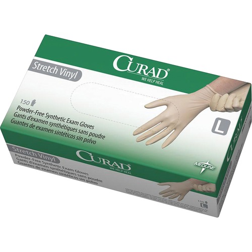 Stretch Vinyl Exam Gloves, Large, Cream 150/BX